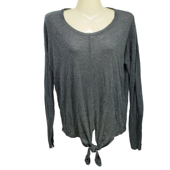 Madewell Womens Modern Tie-Front Knit Top Medium Gray - Picture 3 of 8